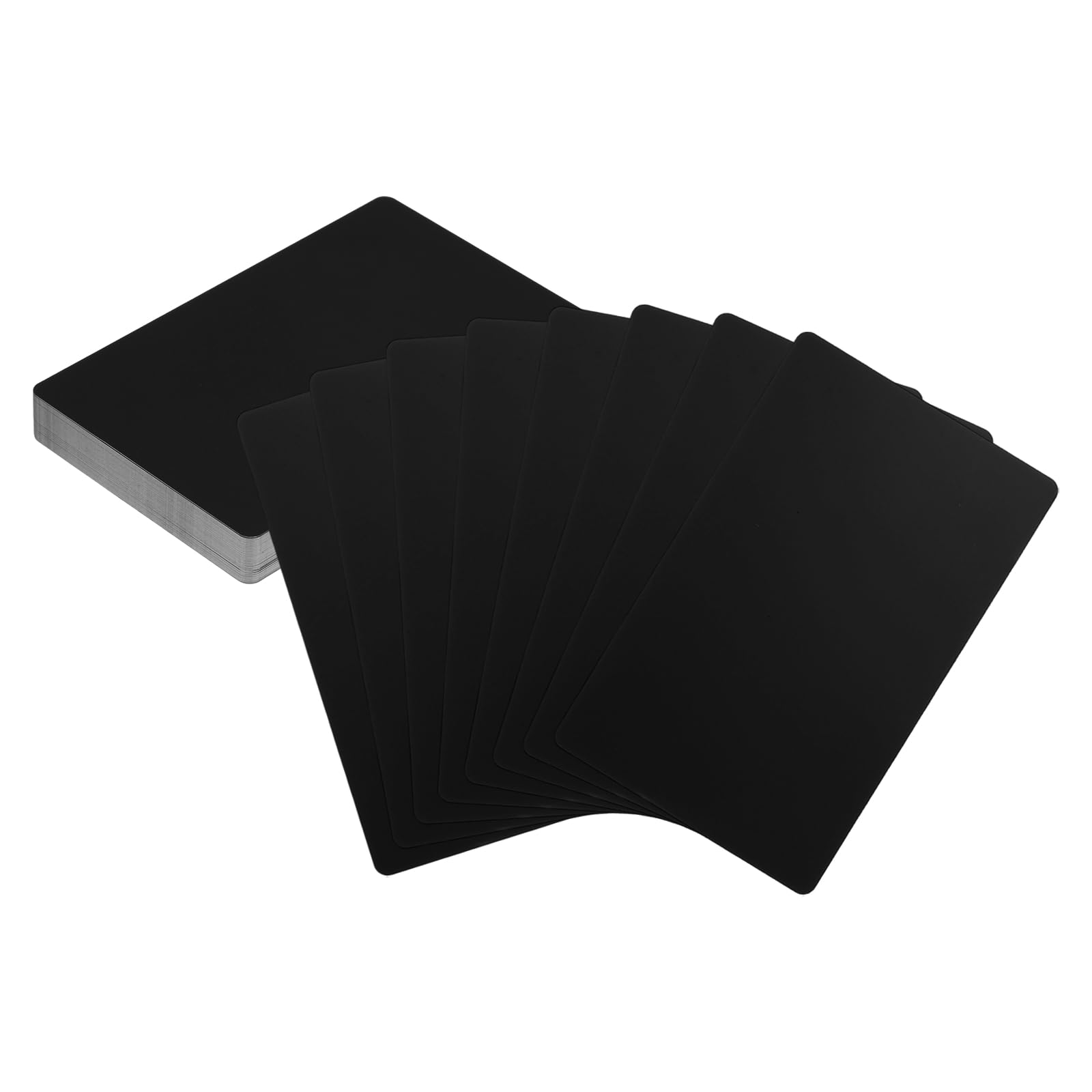 sourcing map 50pcs Metal Business Cards Blanks 3.4" x 2.1" x 0.01" Aluminum Laser Engraving Blank Name Custom Card CNC Engraving Sheets for House Office DIY Gift Plate Invitations, Black