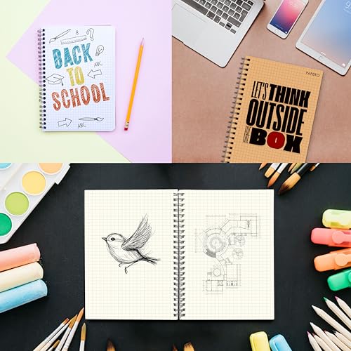 Image of PaperO A4 100 GSM Square Grid Notebook | 5mm Graph Pages | 100 Pages | Kraft Cover | 8.5 x 11 Inches | Ideal for Architects, Designers & Students (Red Grid)
