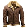 B3-de-piel-Oveja-B3-Marron-de-Hombre-Bomber-de-Aviador-de-Cuero-WW2