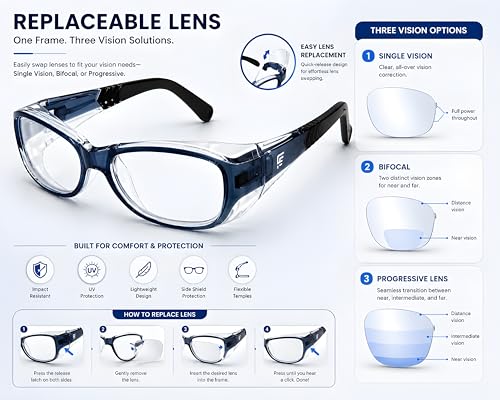 Image of FAMOUS safety eyeglasses frame for men and women impact resistant side shield