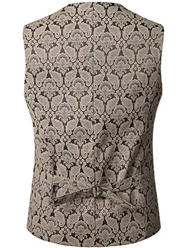ZEROYAA Mens Single Breasted Vest Gothic Steampunk Victorian Brocade Waistcoat2