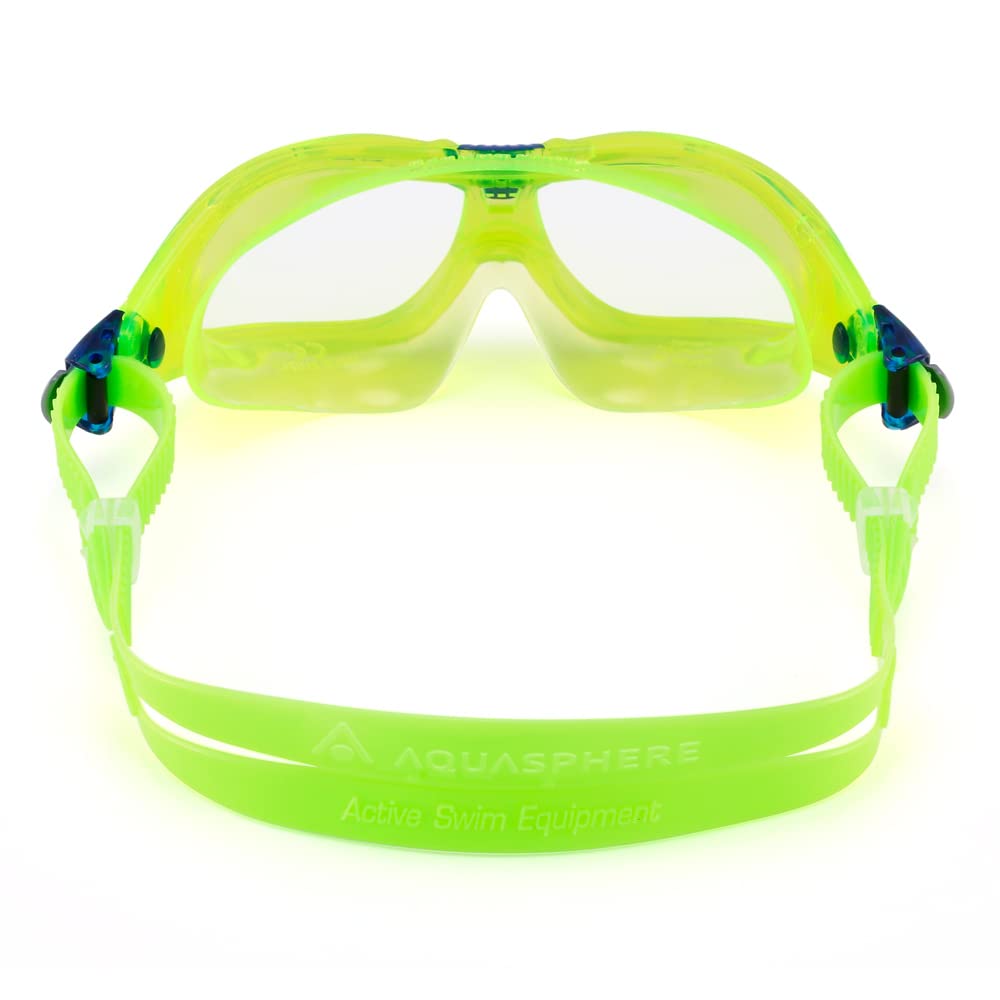 Aqua Sphere Seal Kid 2 - Occhiali da nuoto per la visione subacquea, comodi, lenti antigraffio, ipoallergeniche, lenti trasparenti, montatura verde brillante