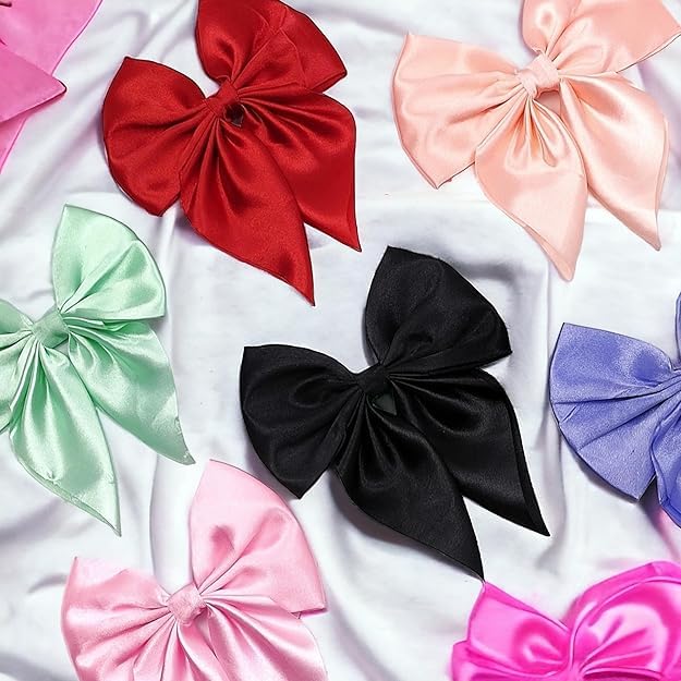 Accessorize Kingdom Silk Satin Hair Bow Clips, Large Vintage Ribbon Design, Hair Accessories for Women and Girls (Multi-1, 6) - Image 4