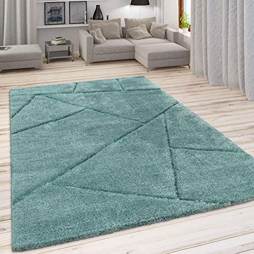 Alfombra Pelo Largo, Shaggy Pastel Mullida Salón, Motivo 3D con Hilo Suave, tamaño:60x100 cm, Color:Verde
