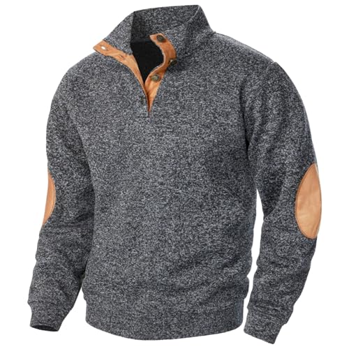 Men's Quarter Button Pullover Casual Button Down Stand Collar Sweatshirts Long Sleeve Henley Pullover Sweater2