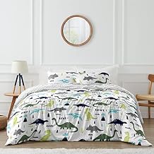 Sweet Jojo Designs Navy Blue and Green Modern Dinosaur Boys or Girls 3 Piece Full/Queen Bedding Childrens Teen Set