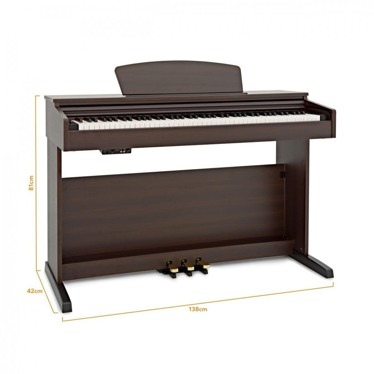 Gear4music DP10X Pianoforte Digitale 88 Tasti Pesati Marrone con Supporto e 3 Pedali | 88 Tasti ad Azione Martelletto con Motore Sonoro Campionato, 24 Voci, Metronomo e Trasposizione, Stativo in Legno e 3 Pedali