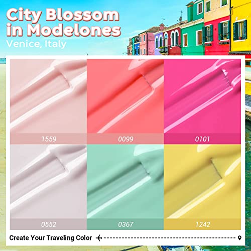 Image of DUDUSTRONG Bolt Bee Gel Glossy Finish Nail Polish Kit Gel Nail Polish Set - 6 Colors Summer Gel Polish Mint Green Rose Red For Women Girls (A1 M Venice Water Park (22+43+01+02+108+34)), 90 Ml