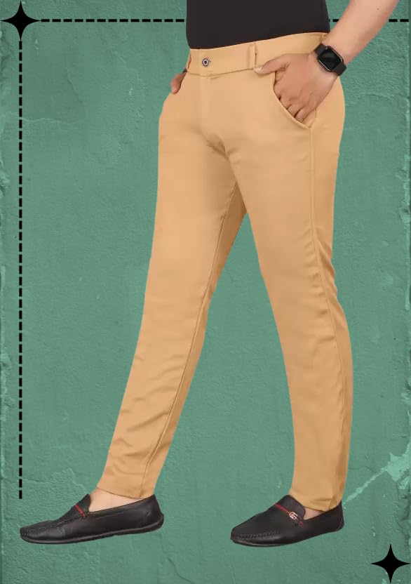 Image of Men's Slim Fit Casual Chinos Pants Stretch Cotton Trousers with Flat Front, Comfortable Everyday TS K043 Parent