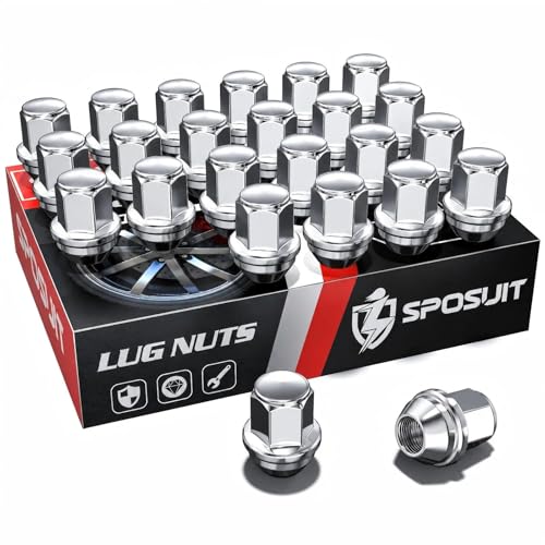 Image of Sposuit M12x1.5 Lug Nuts - Replacement for 2001-2023 Ford Escape, 2003-2018 Focus, 2006-2020 Fusion - ACPZ1012H 611-303 CV6Z1012C OEM Factory Style Closed End Chrome Lug Nut(20 Pcs)