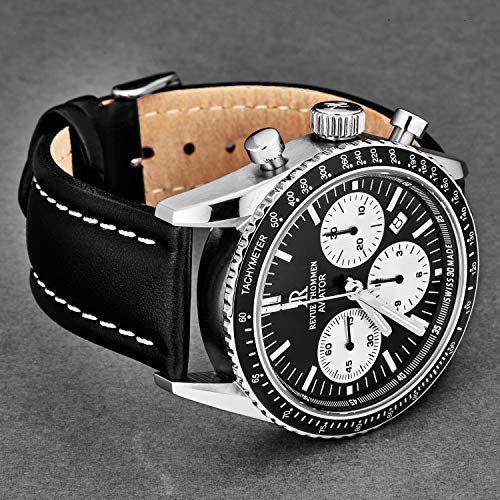 Men's 17000.6534 'Aviator' Black Dial Leather Strap Chronograph Automatic Watch2