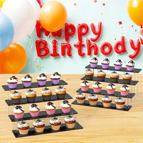 4 Tier Acrylic Display Risers, Clear Perfume Organizer Stand, Large Cupcake Stand Holder, Dessert Display for Party, Display Shelf for Figure and Collection, Riser Stand for Decoration and Organizer - Image 3
