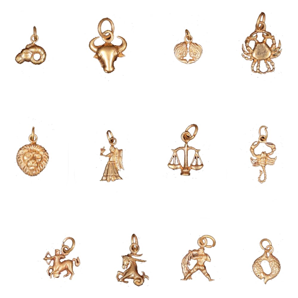SWASTIK VIGRAHA DIVINE INDIA Handmade Panchalogam Bronze Zodiac Charms Pendant | 12 Horoscope Signs | Hindu Astrological Jewelry-image-9