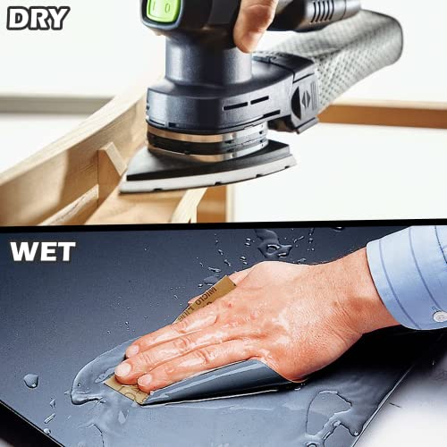 Schleifpapier Set, Schmirgelpapier Fein 5000 3000 2500 2000 1500 1200 1000 800 Nass und Trocken Sandpaper für Auto, Holzmöbel, Metall, Stein, Lack, Glas, 23 x 28 cm (16 Stück）