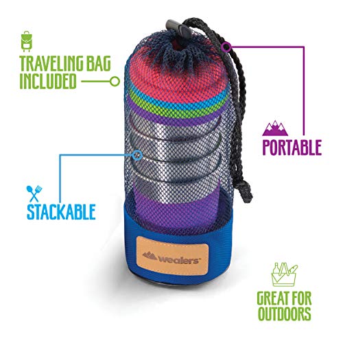 Stainless Steel Cup Tumbler Set Cold Drink Cups Good For Drinking Beer Water & Soft Drinks Comes With Blue Mesh Carry Bag For Camping Backpacking Picnic Outdoors (12Oz) #TOP4