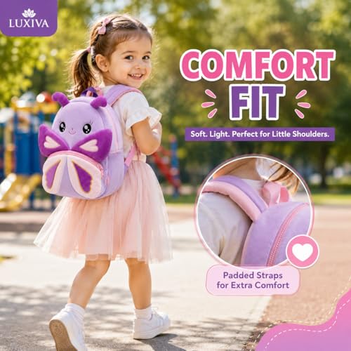 Image of Cartoon Plush Kids School Bag 2-6 Years | Soft Toy Backpack for Boys & Girls | Toddler Nursery Preschool Bag | Lightweight Adjustable Straps