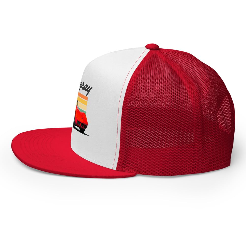 1973 samochód sportowy Stingray czapka – retro zachód słońca kabriolet Muscle Car Trucker Cap