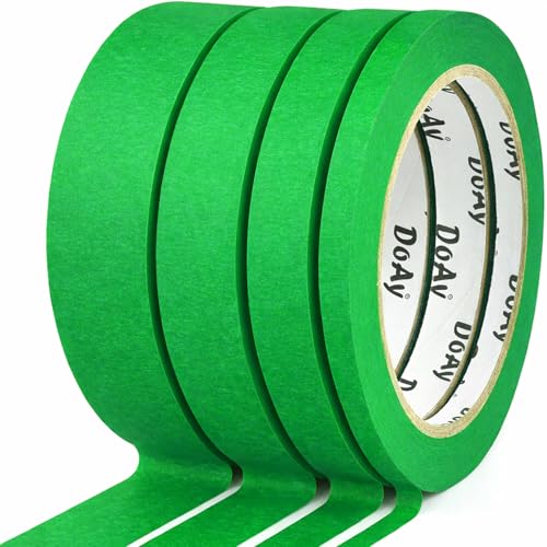 Image of 4 Pack Green Painters Tape - Masking Tape 0.25 inch, 0.50 inch, 0.75 inch, 1 inch Wide - Multi-Surface, Smart Adhesion, Multi-Size Pack - 360FT Total - Paint Tape for DIY, Labeling, Art, Car (#3910)