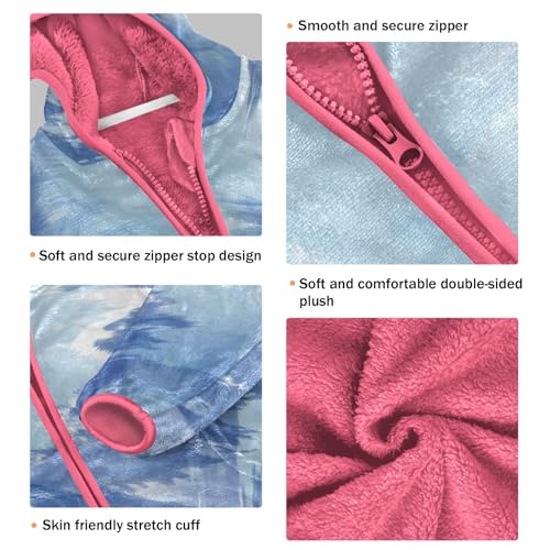 GuoChe Light Blue Tiedye Boys Hooded Fleece Jacket3