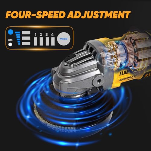 Complete Cordless Angle Grinder Set Compatible with DeWalt 20V Max Battery 4-1/2 Blades 3-Speed Variable Up to 10000 RPM Brushless Motor with Cutting,Griding/Polishing Wheel Disc (No Battery)