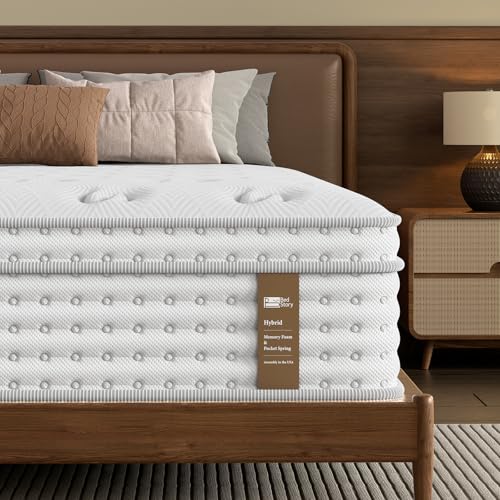 Image of BedStory Medium Firm King Mattress 12 Inch, Hybrid King Size Mattress in a Box, Back Pain Relief, Luxury Pocket Spring Mattress, Fiberglass-Free, No Odor, 10 Year Warranty