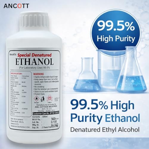 Image of Special Denatured Ethanol 99.5% for Laboratory Use - High Purity Chemical Solvent & Laboratory Grade Alcohol | Absolute Ethanol Liquid for Research, Cleaning & Formulation | 500ml