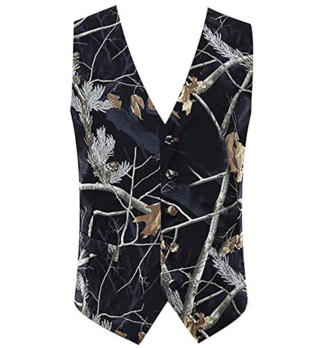 Black Tree Camouflage Color 5 Buttons Mens Vests