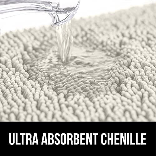 Image of Gorilla Grip Plush Absorbent Shaggy Chenille Bath Rug Mat for Toilet Base with Rubber Backing, Machine Washable, Microfiber Bathroom Contour Mats for Toilets, Bath Room Decor, Square, 22.5x19.5, Cloud