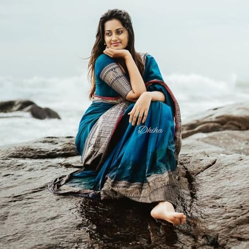 Image of Narayanpet Pure Cotton Avani Border Saree for Women with Running Blouse | Tassels | Traditional Woven Solid Design | Handloom Weave