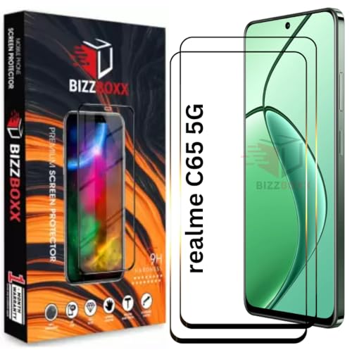 Image of Premium Screen Protector Compatible With realme C65 5G | Tempered Glass Guard | Anti Static | Full Screen Coverage-Edge to Edge | 9H Hardness | With Easy Installation Kit (Pack of 2)