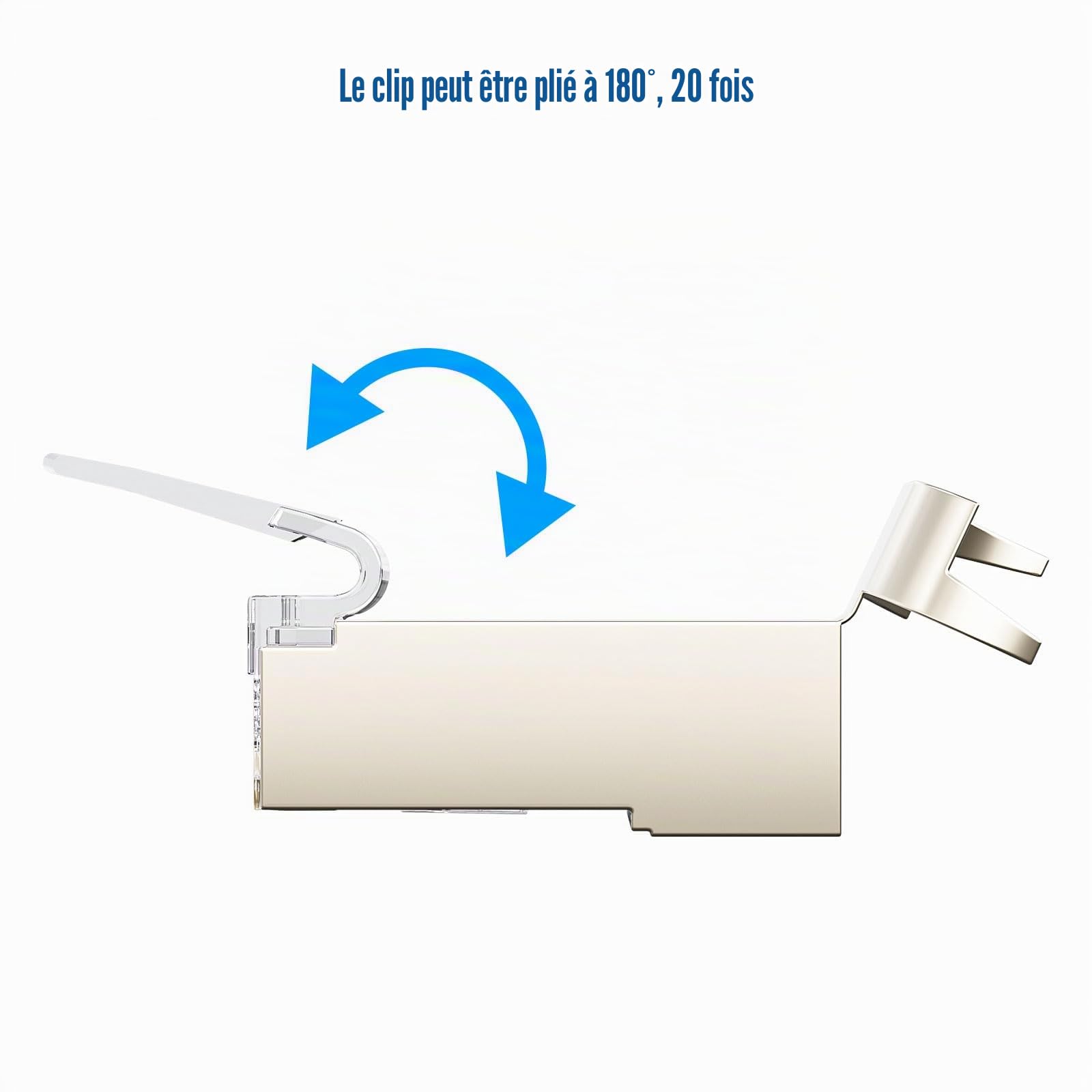 FGB Lot de 100 connecteurs RJ45 CAT 7 CAT 6A 10 Gbps - Connecteurs réseau Pass-Through et blindés - Plaqué or 50 μ - Fiche LAN pour câble de pose AWG23 POE