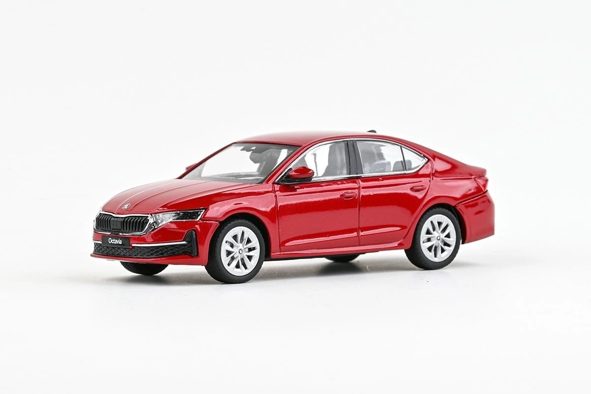 Skoda Octavia IV FL (2024) 1:43 Diecast metalowy model samochodu, wierny model kolekcjonerski i samochód zabawkowy dla dzieci i dorosłych, miniaturowy pojazd jako prezent – czerwony aksamit