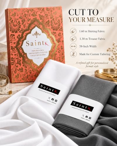 Image of SaintX Men's Unstiched Premium Giftpack | 120 GSM Cotton Rich Shirt Fabric | 280 GSM 4-Way Stretchable Trouser Fabric | Made-to-Measure Essential (SAINTFB08)