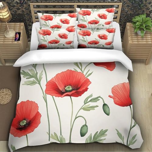 Parure de lit fermeture éclair rose rouge housse microfibre 3D - 5
