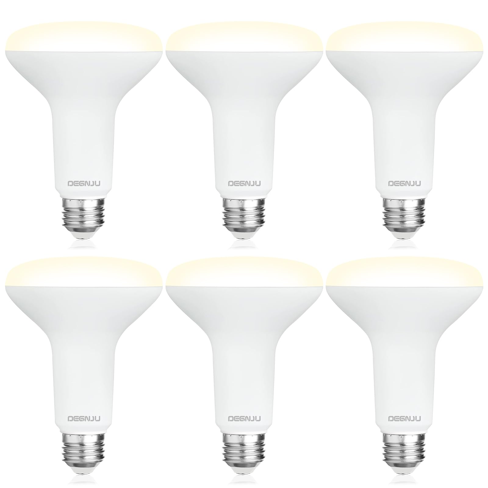 DEGNJU 6 Pack BR30 LED Recessed Light Bulb, Dimmable Indoor Flood Light Bulbs CRI80 7W Equivalent 65W 3000K Warm White 650 Lumens, 15000 Lifetime Hours E26 Base LED Can Light Bulb, Flicker-Free