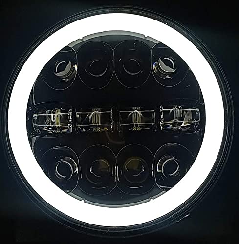 Holinex® 7 Inch LED Headlight Dual Color DRL for Royal Enfield Bike (12 LED) 83-image-2