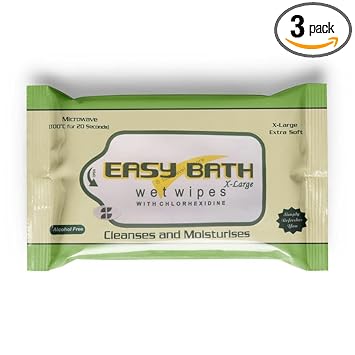 Easy Bath Wet Wipes | Soft Bed Bath Wipes | 10 Large Wipes/Pack (32 x 32 cm) | Alcohol-free & Clinically Safe | Pack of 3 (30 wipes) | wet wipes for adults, makeup remover