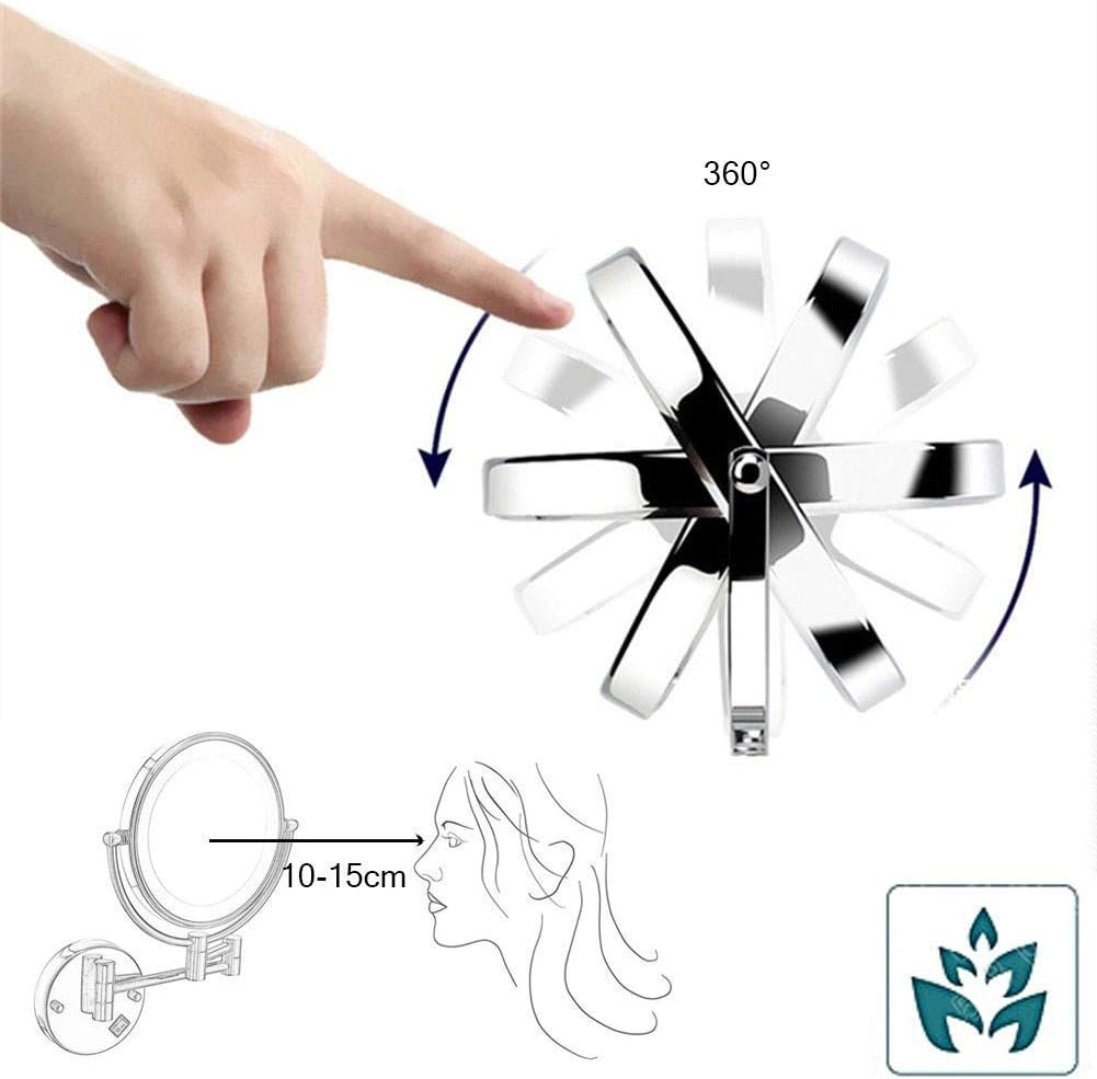 Makeup Mirror Wall Mounted Sensor Mirror Makeup Shaving Mirror LED Lighted Bathroom Mirror for Hotel Vanity with Adjustable Extendable 8 inch 5X Magnification