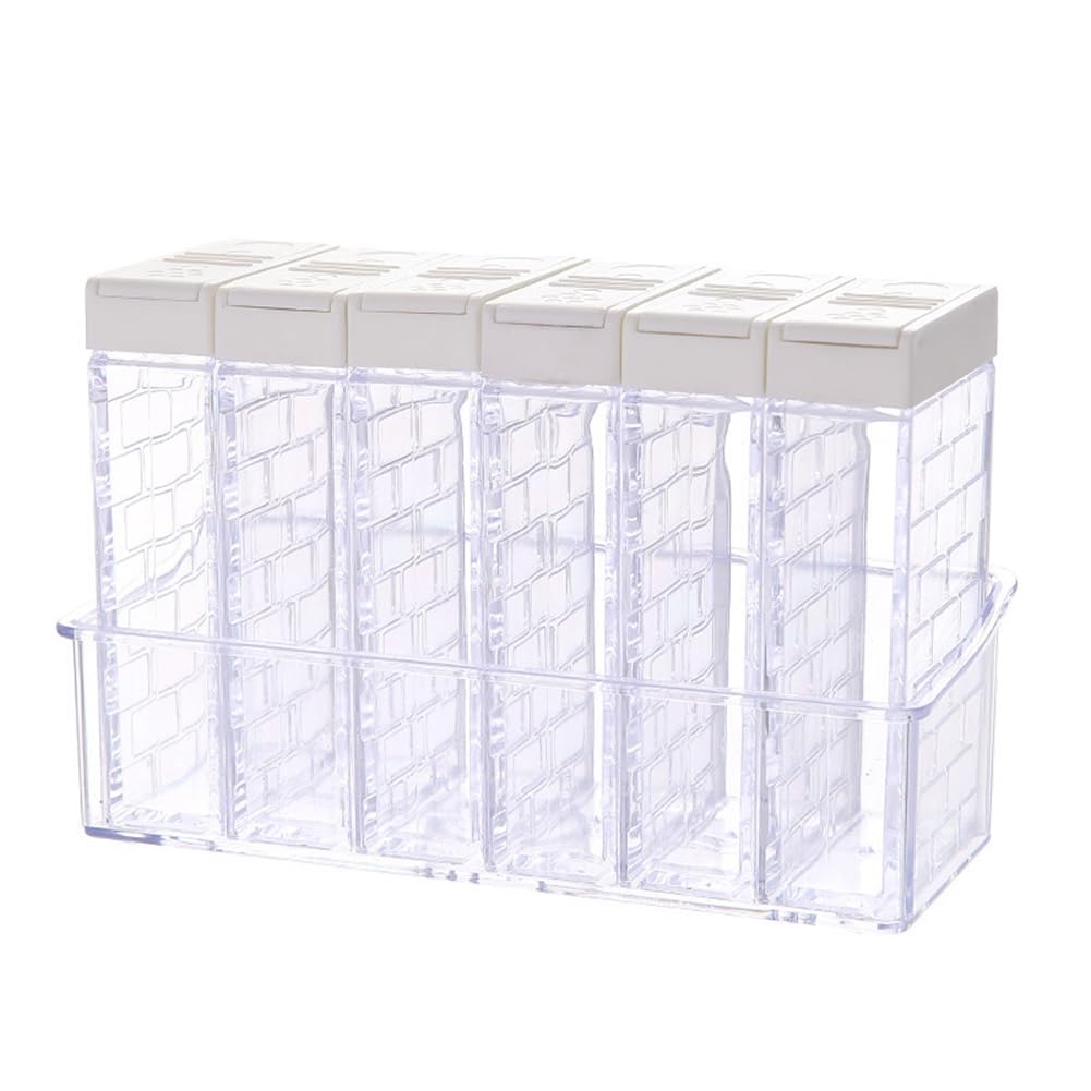 CTRLZS Spice Shaker Jars, Seasoning Shaker Box Condiment Set,Seasoning Storage Containers with Adjustable Lids White