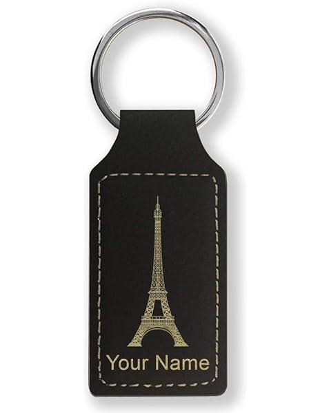 LaserGram Rectangle Keychain, Eiffel Tower, Personalized Engraving Included