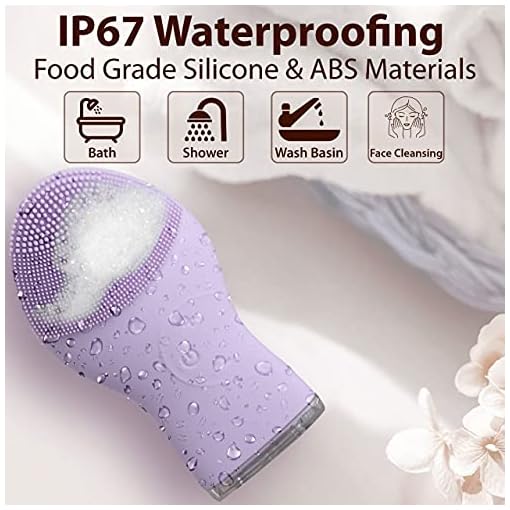 AGARO CM2107 Sonic Facial Cleansing Massager, Soft Silicone Facial Cleansing Brush for Deep Cleansing, Skin Care, Gentle Exfoliating & Massaging, Waterproof & Dustproof, Vibrating Facial Brush, Purple - Image 7