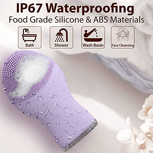 AGARO CM2107 Sonic Facial Cleansing Massager, Soft Silicone Facial Cleansing Brush for Deep Cleansing, Skin Care, Gentle Exfoliating & Massaging, Waterproof & Dustproof, Vibrating Facial Brush, Purple - Image 7