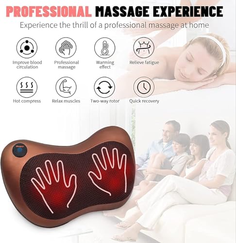 Image of DEVU Enterprise Shiatsu Back & Neck Massager with Heat | Deep Tissue Electric Massage Pillow for Pain Relief - Home, Car & Office Use