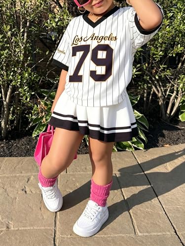 Image of LUKYCILD Baby Girls Summer Clothes Casual Clothing Suit Short Sleeve Striped T-Shirt +Pants