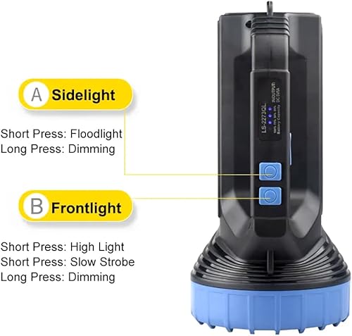 Miniatura 2 de Linterna recargable LED solar de mano, luces de inundación LED recargables con luz lateral e indicador de carga, para falla de energía en el hogar,