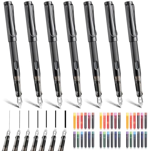 Demarsen Kalligraphie Füller Set 7 Kalligraphie Stifte mit Austauschbar 36 Tintenpatronen in 12 Farben Kalligraphie Set Anfänger mit 7 Verschiedene Spitzengrößen für Anfänger Schreiben Zeichnen