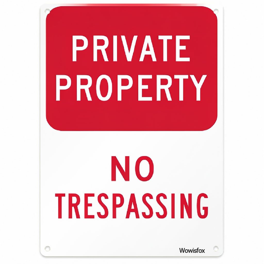 Private Property No Trespassing Sign, 8 x 12 Inch Aluminum