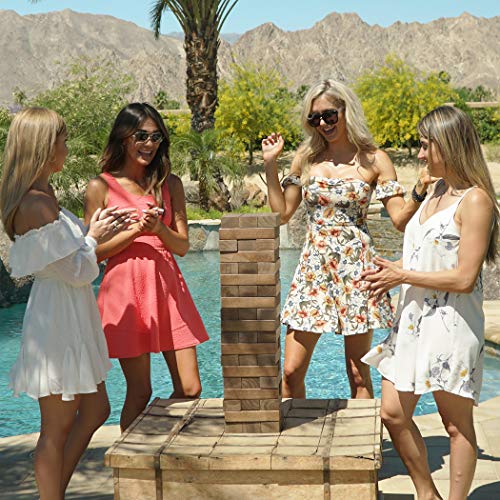 Image of GoSports Giant Wooden Stacking Game - Stacks Up to 5 ft - Choose Brown Wood Stain, Gray, Natural, Stars & Stripes, or Tropical Hardwood - Toppling Tower