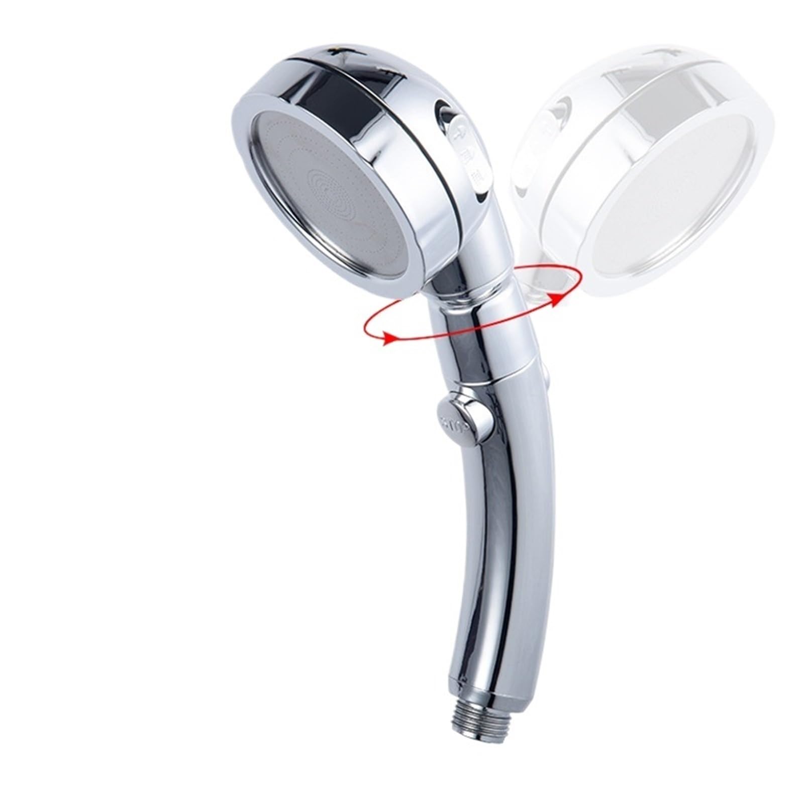 Cabezal de ducha presurizado giratorio de 360 ​​grados con llave de parada de agua, 3 modos ajustables(Silver)