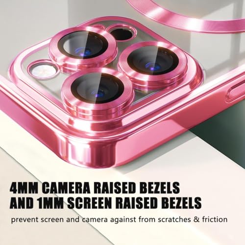 Image of MILLION CASES Back Cover Case for iPhone 15 Pro Shockproof Protective Mag-Safe Plating Camera Protection Case for Men & Boys (Pink)
